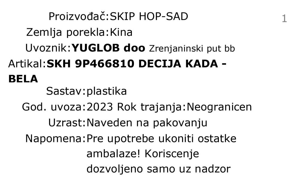 Skip Hop kadica za bebe 9P466810 deklaracija